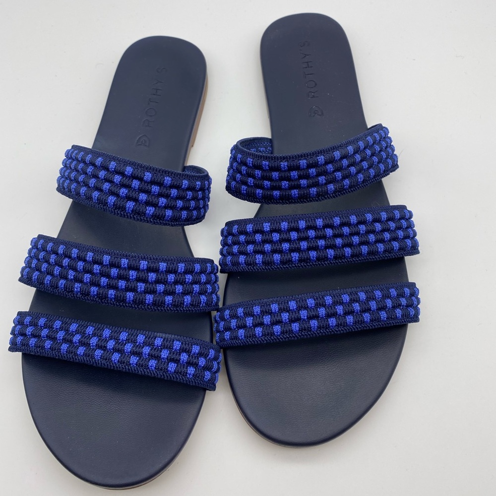 Rothys cobalt basket stitch sandals 8.5